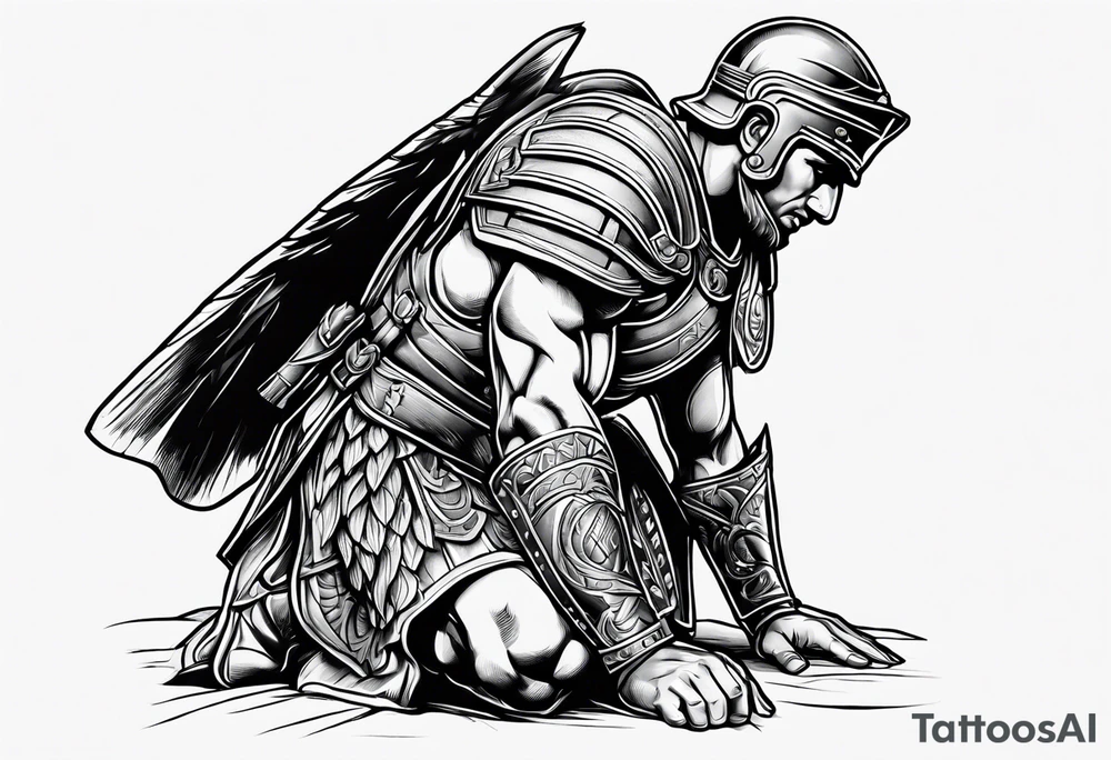 Roman soldier kneeling tattoo idea