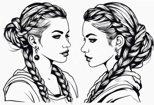 Eine Elfe mit dutch braids der ganze Körper ist zu sehen tattoo idea