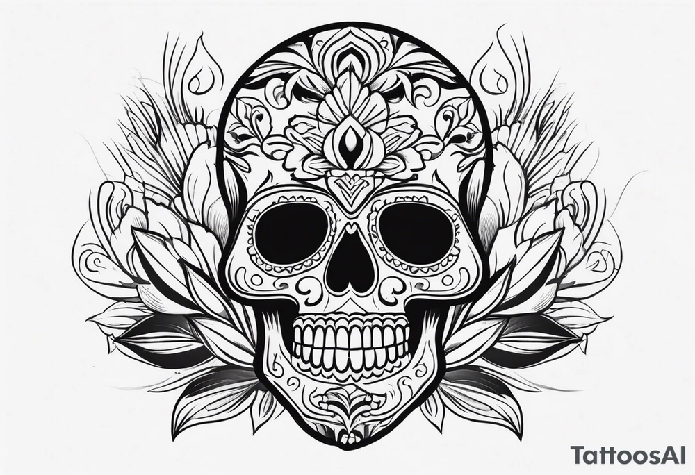 Mexican skull with smoke coming from the bottom tattoo idea