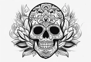 Mexican skull with smoke coming from the bottom tattoo idea