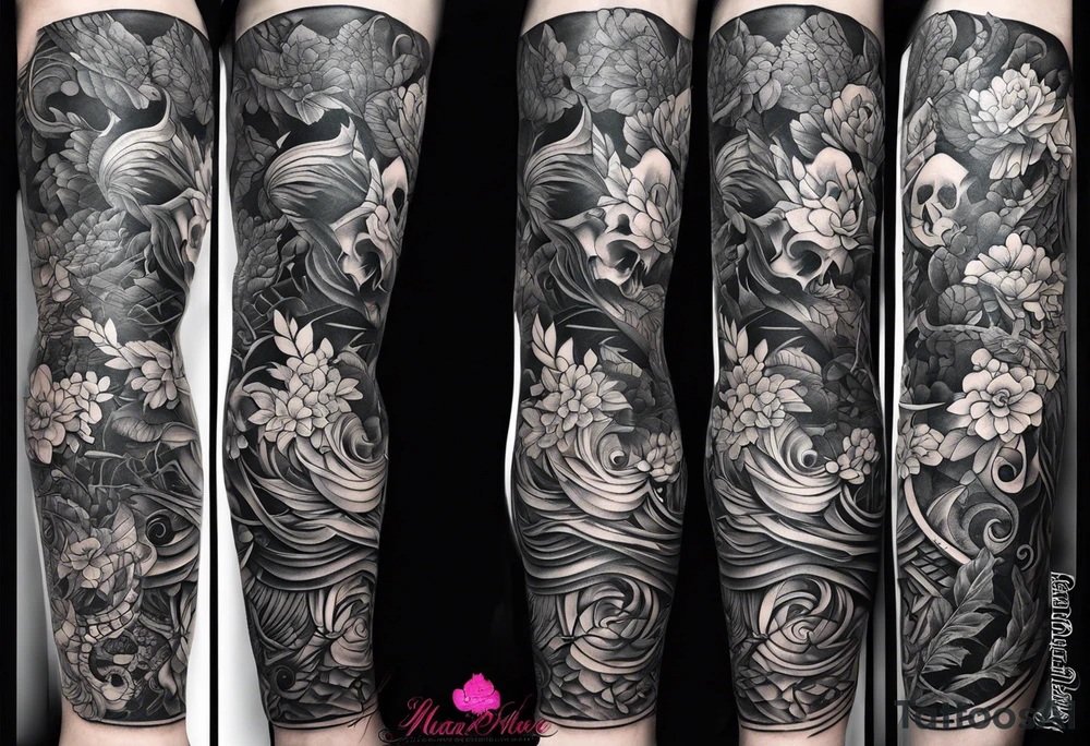 Full leg tattoo sleeve square tattoo idea