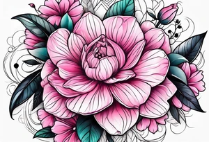 Pink flowers with dott pattern tattoo idea