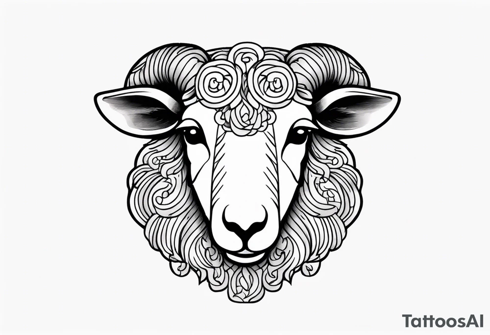 sheep head with background tattoo idea