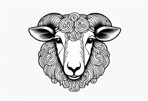 sheep head with background tattoo idea
