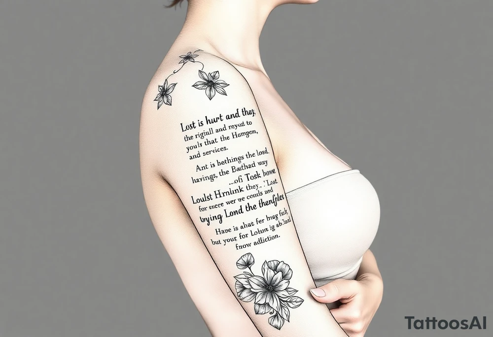 Lost who is hurt and trying to recover from addiction with quotes tattoo idea