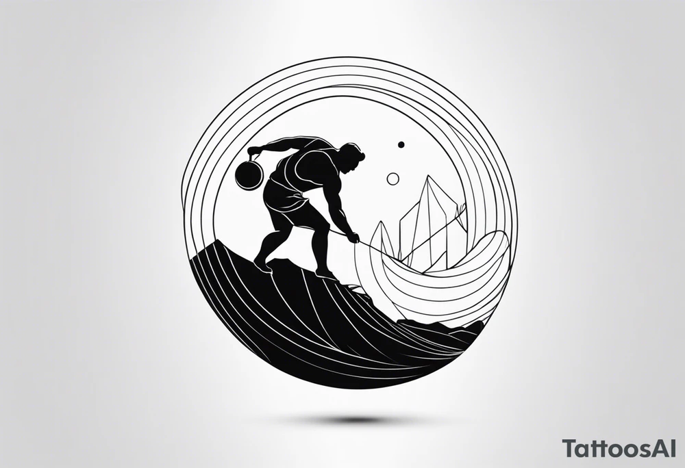 Sisyphus minimal line and dot tattoo design tattoo idea