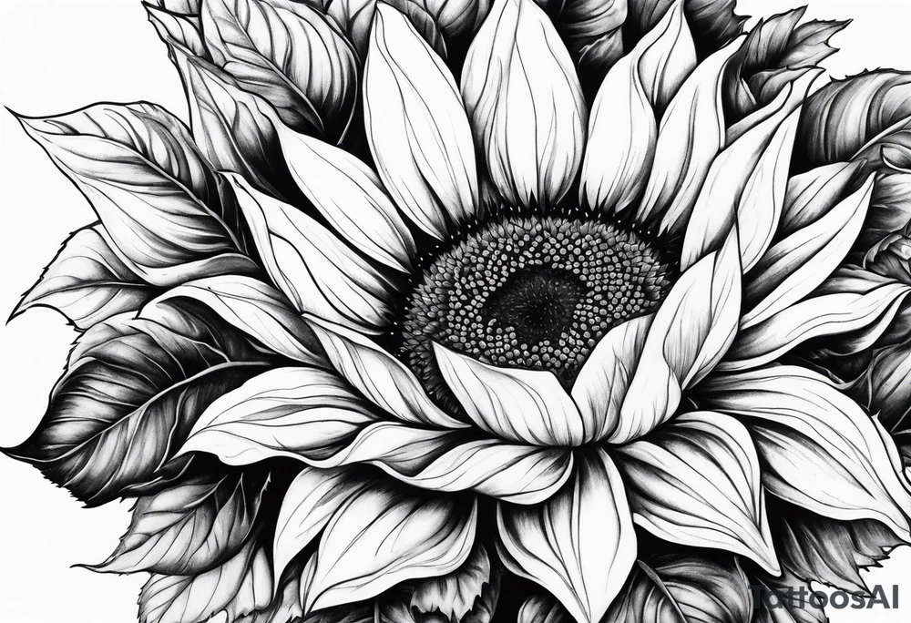 Sunflower, rose flower tattoo idea