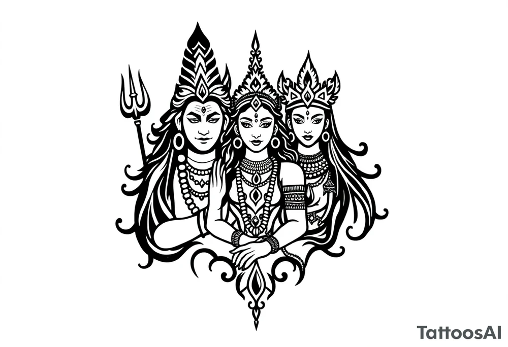 Lord Shiva, Godess Kali, Godess Lilith Together tattoo idea
