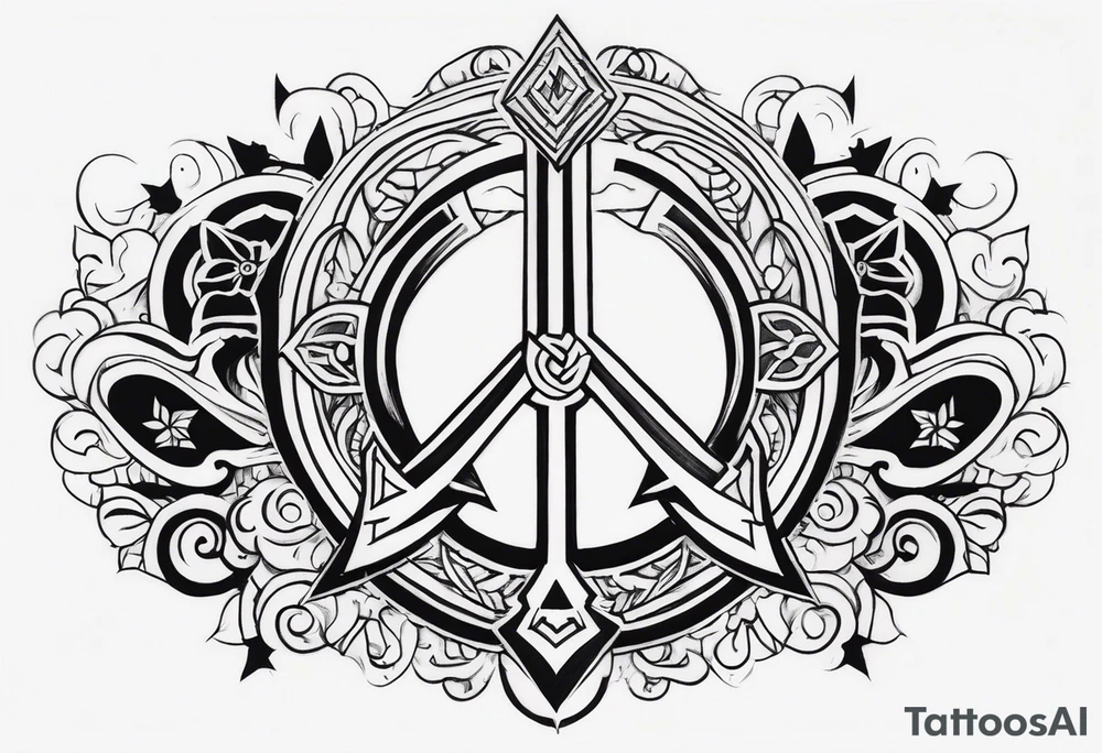 Forearm symbol of war and peace tattoo idea
