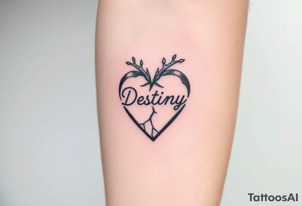 broken heart with destiny’s name tattoo idea