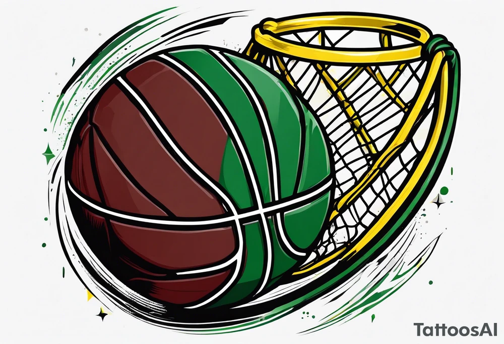 basketball number 24 with colors green, yellow, maroon and black tattoo idea