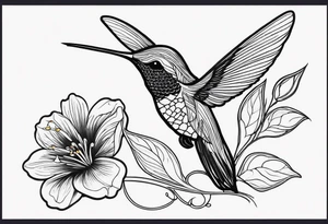 Humming bird and a single flower tattoo idea