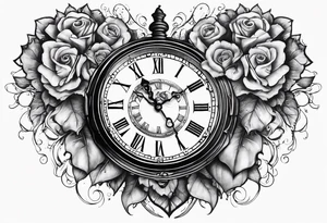 broken heart with clock in middle.
Clock hands on 8 and 5.
Never Say Never written on tattoo tattoo idea