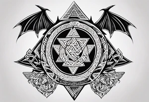 Valhalla sword shield dragon axe Valknut tattoo idea