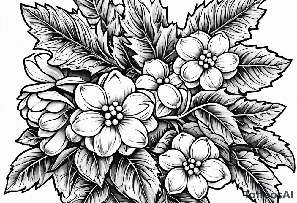 Holly berry birth flower chian tattoo idea