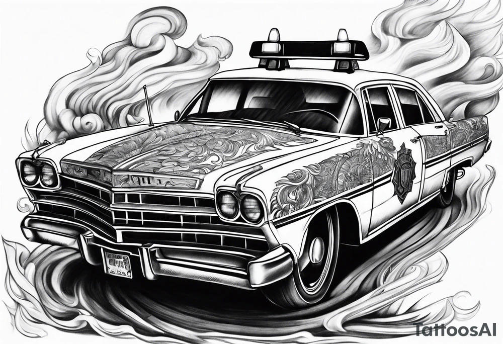 flaming police car tattoo idea