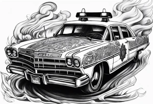 flaming police car tattoo idea