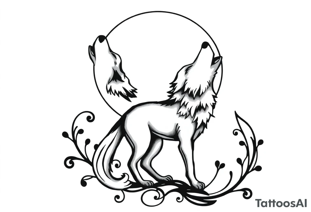 Wolf howling to the moon tattoo idea