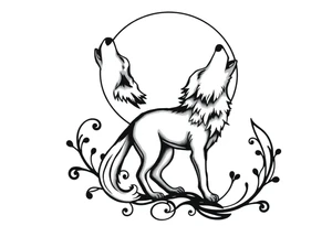 Wolf howling to the moon tattoo idea