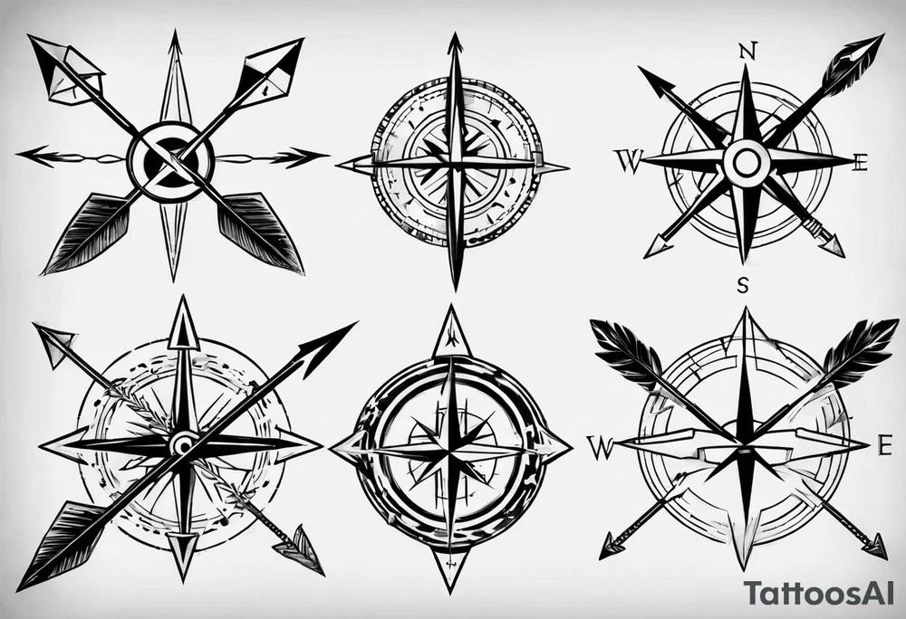 hunting arrow with compass tattoo idea