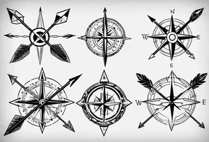 hunting arrow with compass tattoo idea