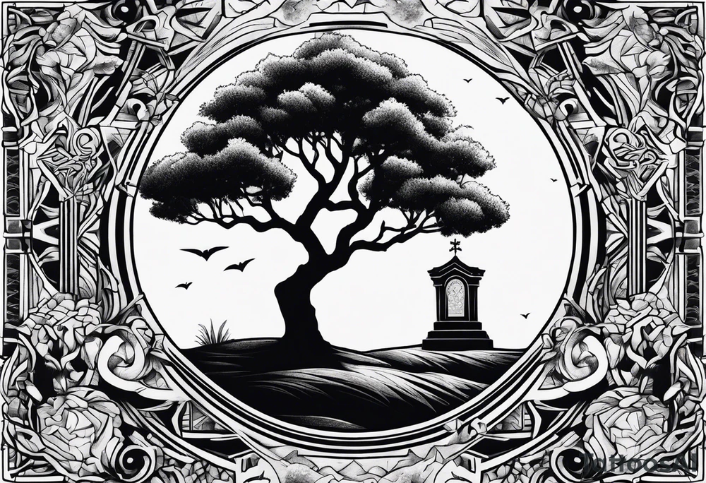 Tree with tombstone tattoo idea