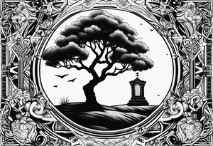 Tree with tombstone tattoo idea
