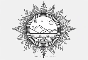 Moon sun line minimalistic tattoo idea