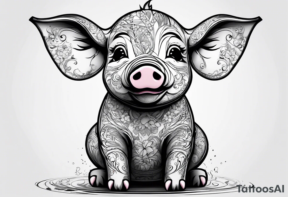 cute piglet.
with text: "friends not food" tattoo idea