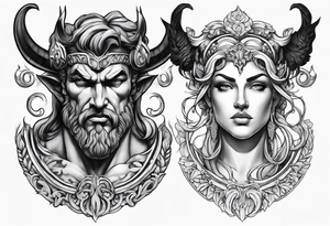 Greek devil and greek angel tattoo idea