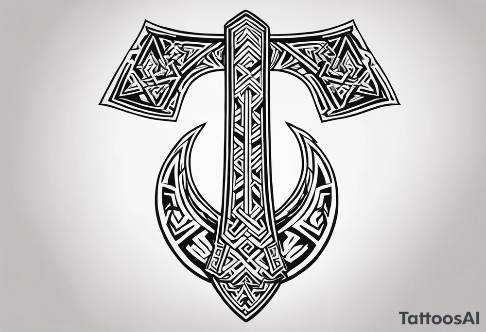 Valhalla 
 sword axe valknut tattoo idea