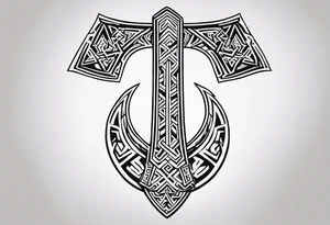 Valhalla 
 sword axe valknut tattoo idea