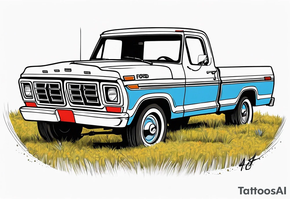 1974 ford f-100 in field tattoo idea