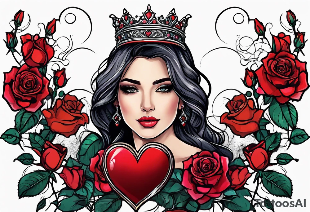 the rose queen's crown with a heart tattoo idea