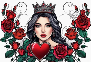the rose queen's crown with a heart tattoo idea