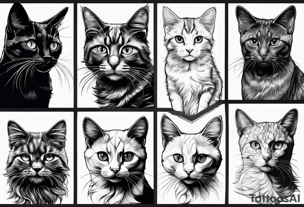 cute cat sketches without shading tattoo idea