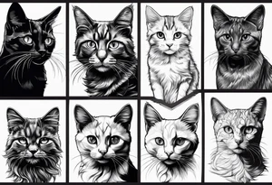 cute cat sketches without shading tattoo idea