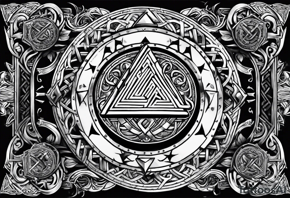 Valhalla valknut shield axe sword tattoo idea