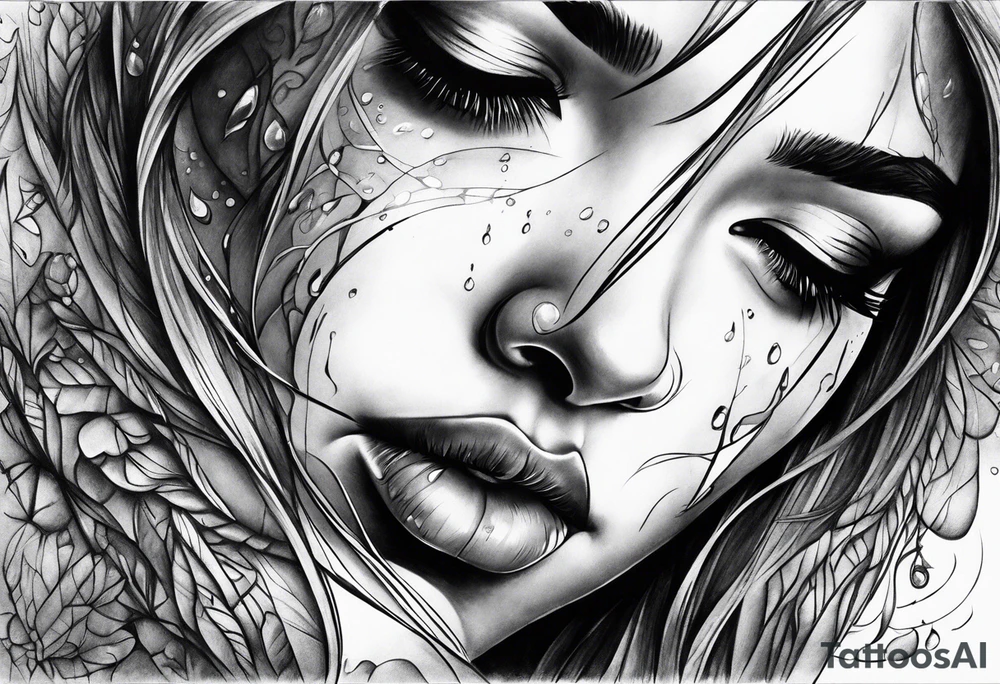 crying face with tears tattoo idea