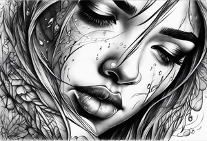 crying face with tears tattoo idea
