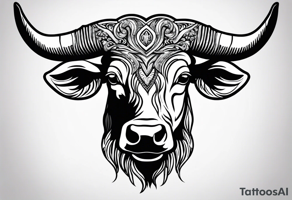 Texas Long horn head outline tattoo idea