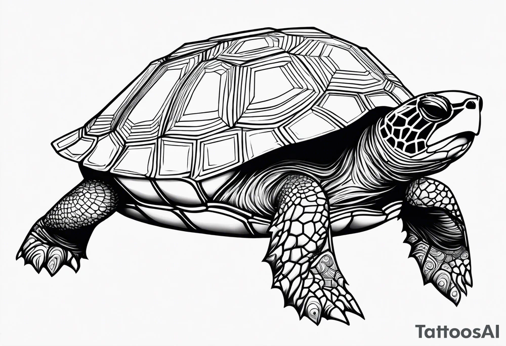 Butt and leg male sleeve turtle geometric tattoo idea