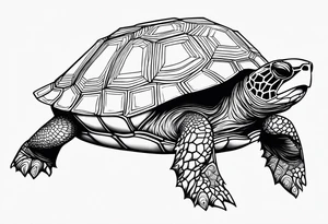 Butt and leg male sleeve turtle geometric tattoo idea
