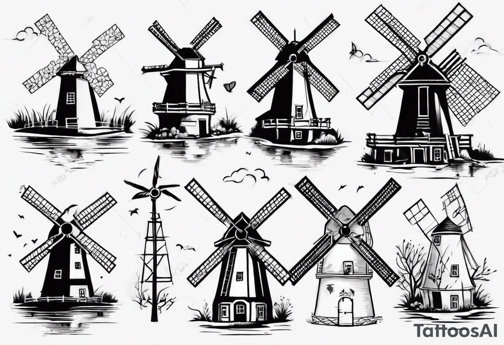 dutch windmill graph that is cute tattoo idea
