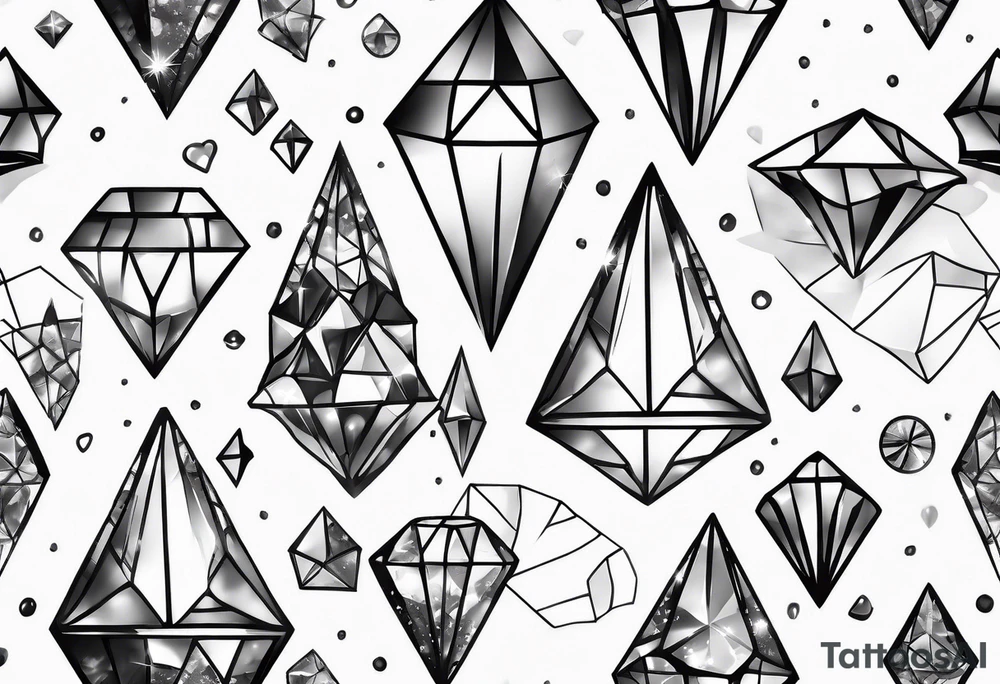 Fancy girly diamonds and gemstones tattoo idea