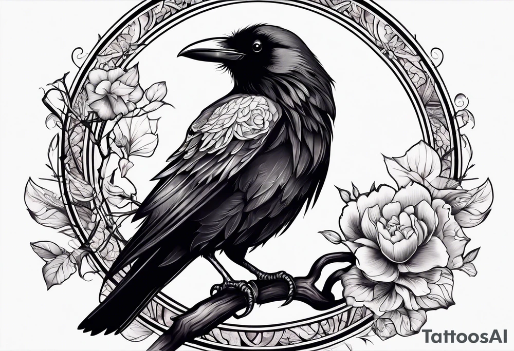 a girly raven tattoo idea