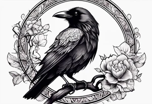 a girly raven tattoo idea