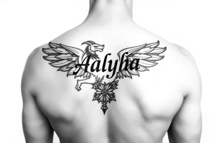 name is Aalyha, zodiac aquarius, white an black realistic thug tattoo idea