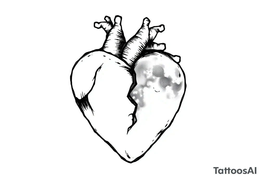 Heart and moon combination tattoo idea