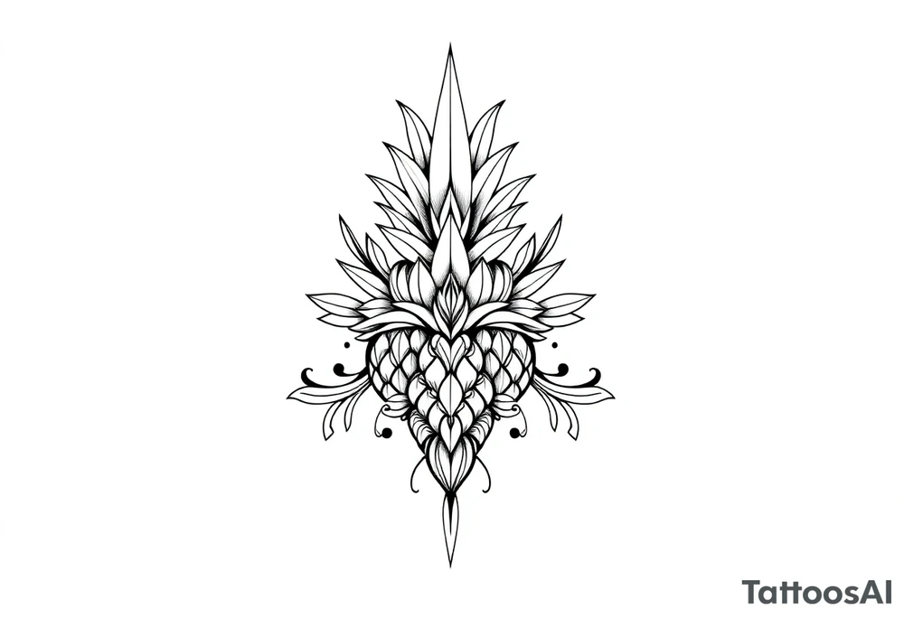 Majestic ,crown pineapple top vagina and anus tattoo idea